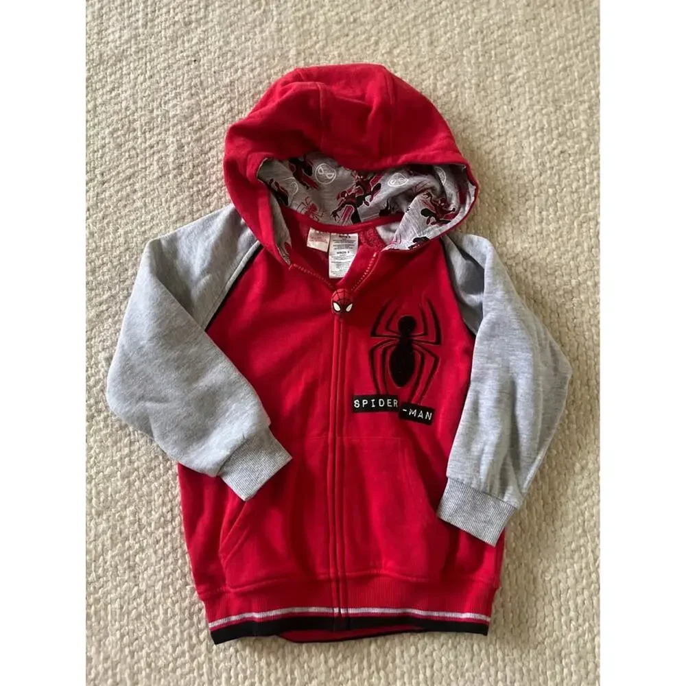 Marvel Spiderman Boys 6 Small Zip Up Hoodie Sweatshirt Jacket Red Graphic Retro